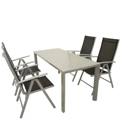 Garten Tischgruppe in Silbergrau - Pratina (fünfteilig)