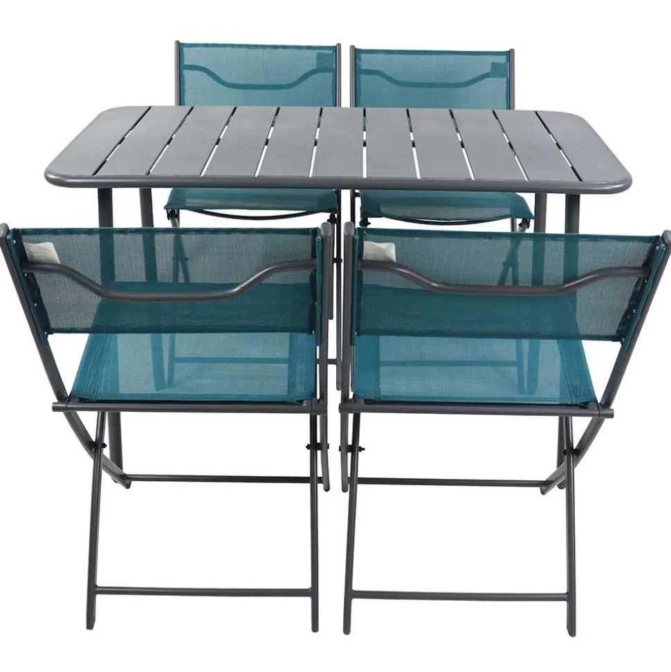 Garten Tischgruppe in Türkis und Schwarz - Ariet (fünfteilig)