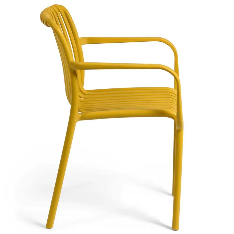 Gartenstühle in Gelb mit Armlehnen - Laspezia (4er Set)