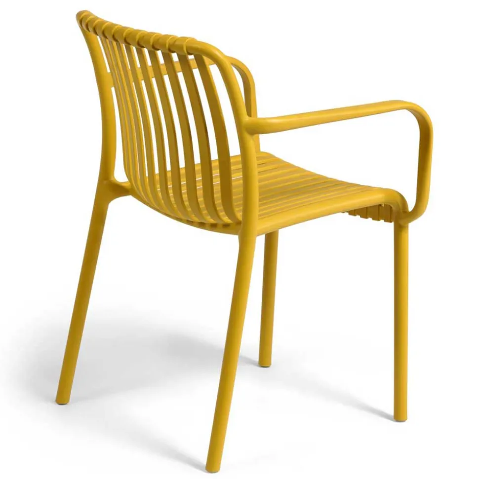 Gartenstühle in Gelb mit Armlehnen - Laspezia (4er Set)