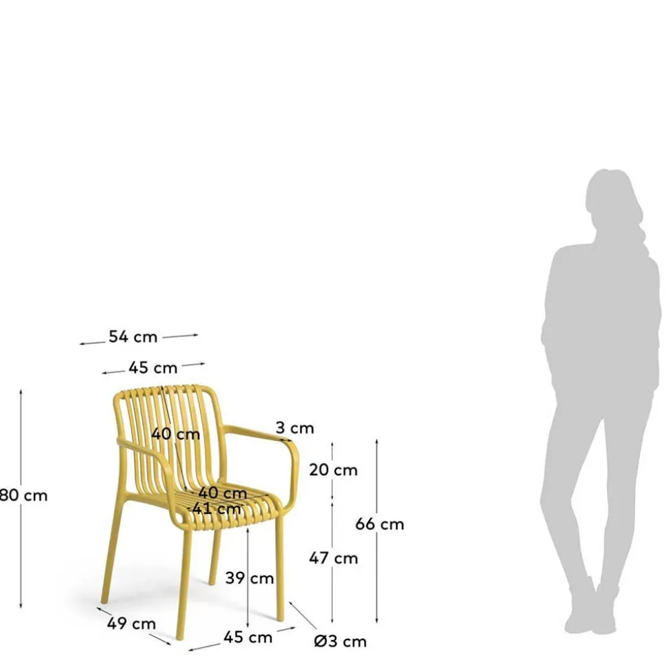 Gartenstühle in Gelb mit Armlehnen - Laspezia (4er Set)