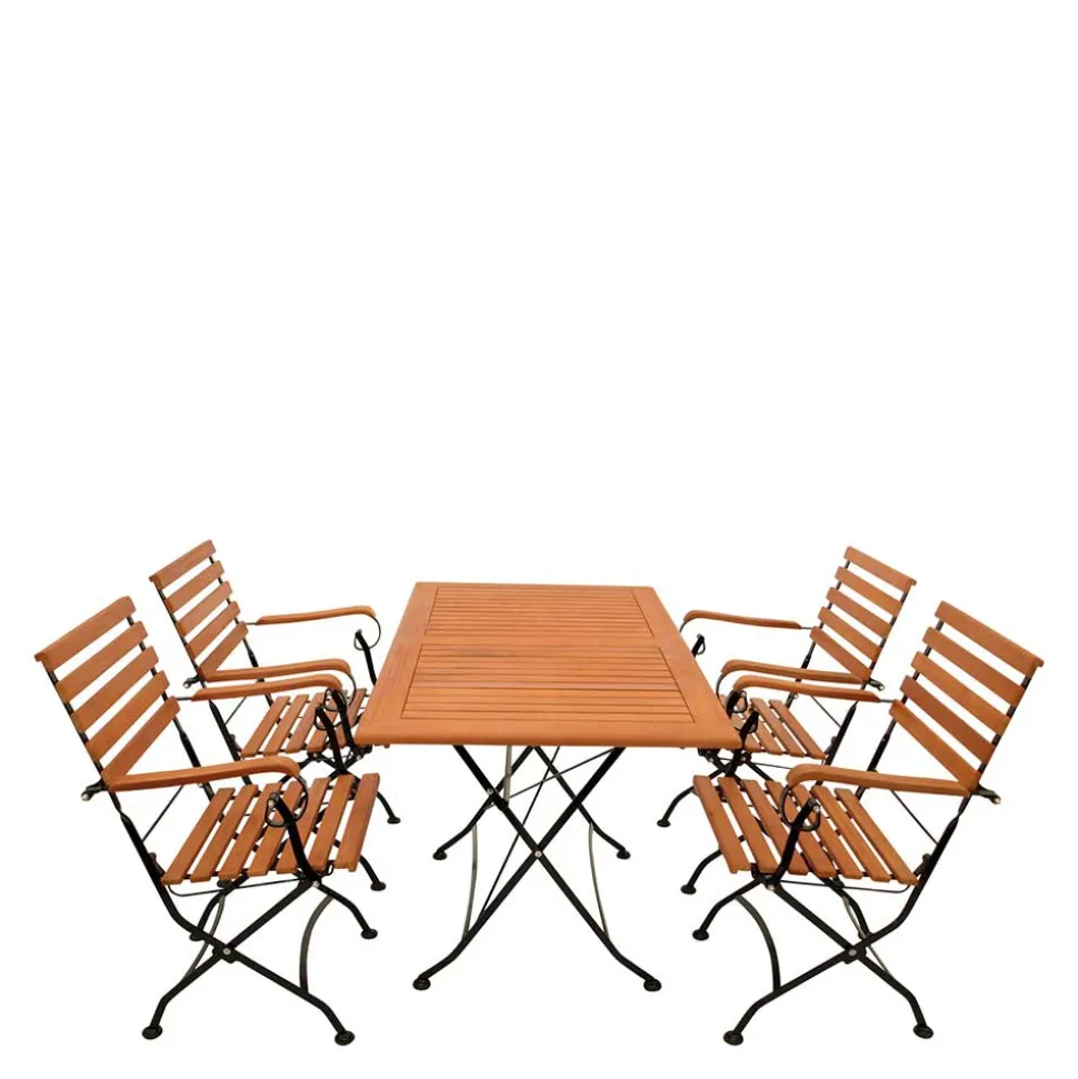 Gartentisch & Armlehnstühle klappbar - Pascarla (fünfteilig)