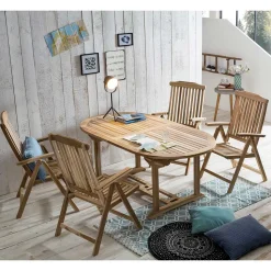 Gartentisch & Klappsessel aus Holz - Klahuma (fünfteilig)