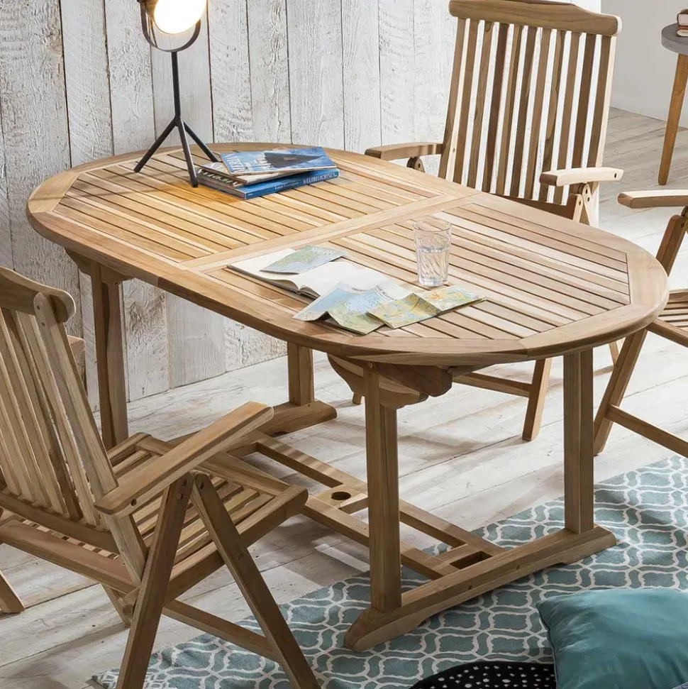 Gartentisch & Klappsessel aus Holz - Klahuma (fünfteilig)