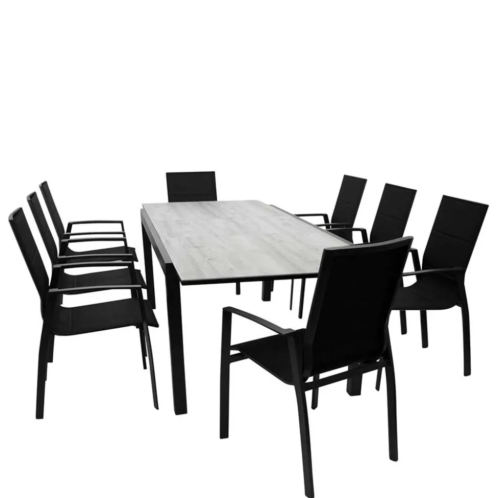 Gartentisch und acht Armlehnenstühle - Facheto (neunteilig)