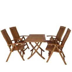 Gartentischgruppe Vrony aus Akazie Massivholz (fünfteilig)