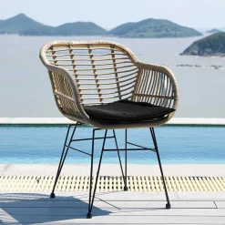 Geflecht Armlehnstuhl aus Kunstrattan Beige - Syanta (2er Set)