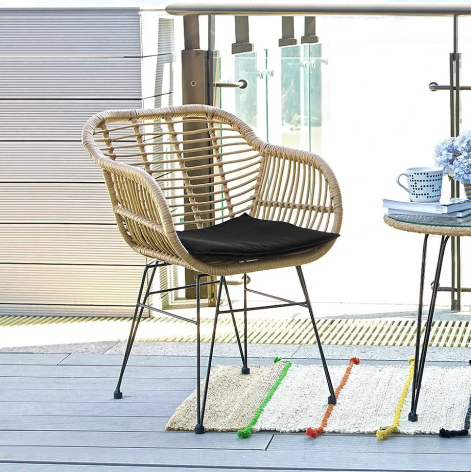 Geflecht Armlehnstuhl aus Kunstrattan Beige - Syanta (2er Set)