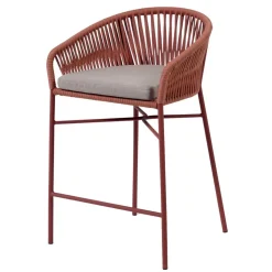 Geflecht Barstühle in Dunkelrot - Lejavra (4er Set)