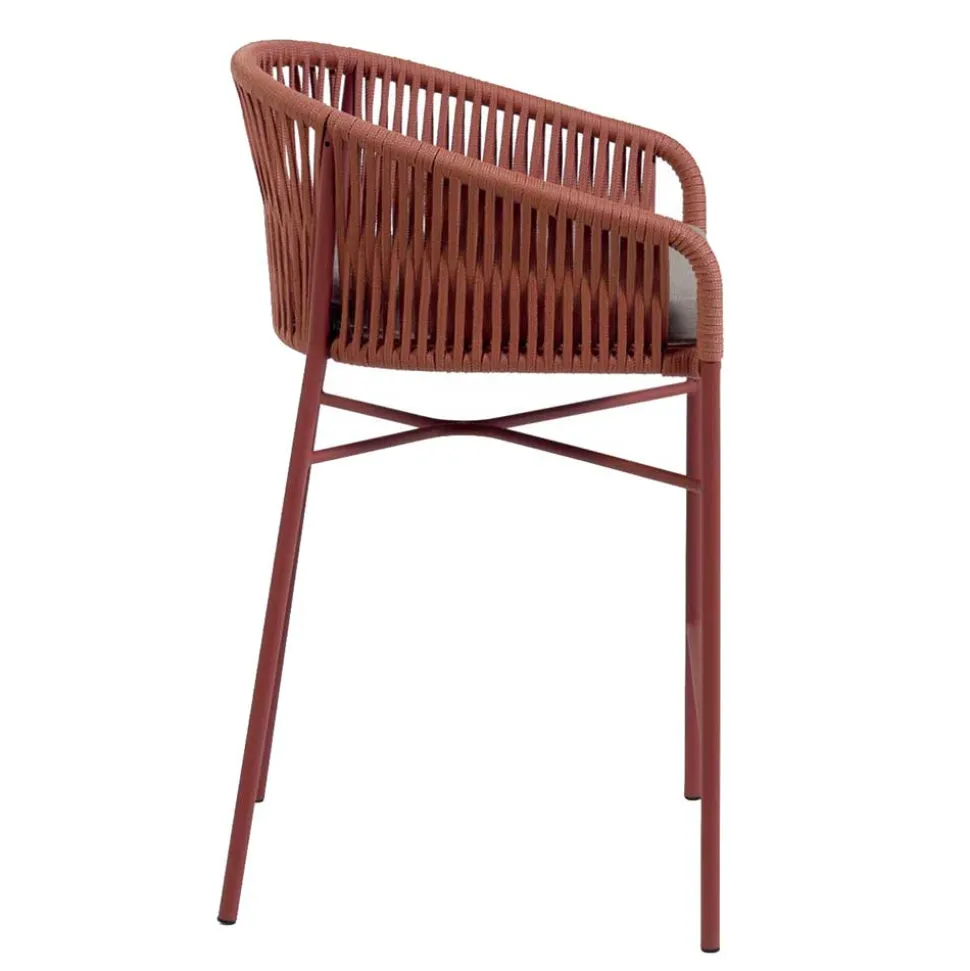Geflecht Barstühle in Dunkelrot - Lejavra (4er Set)