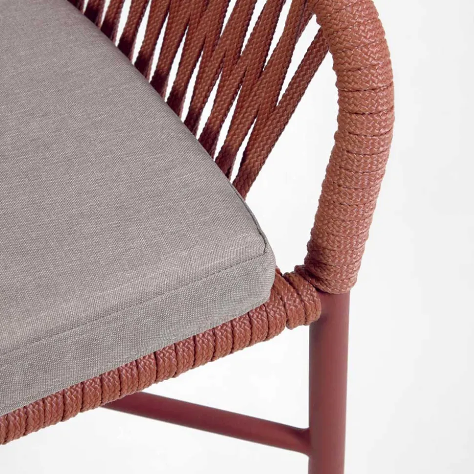 Geflecht Barstühle in Dunkelrot - Lejavra (4er Set)