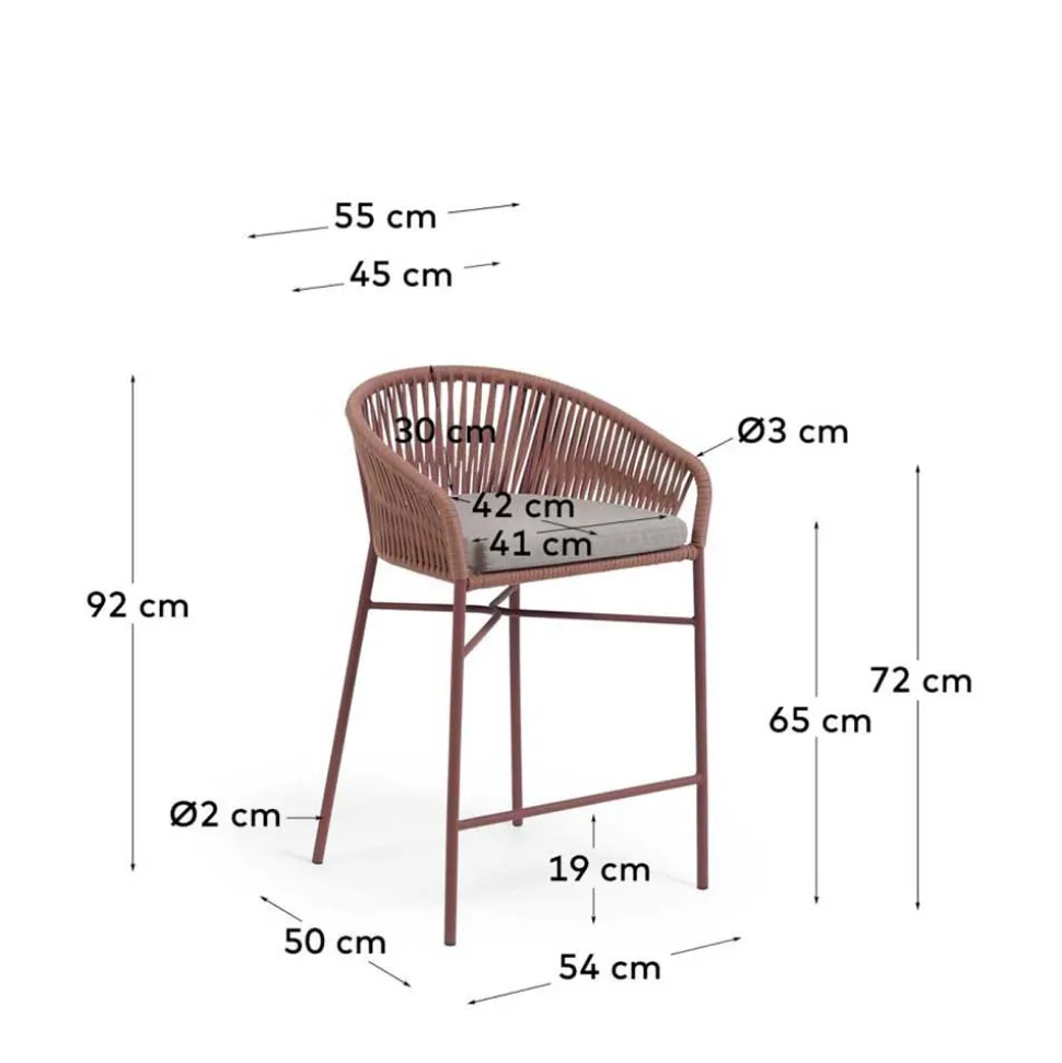 Geflecht Barstühle in Dunkelrot - Lejavra (4er Set)