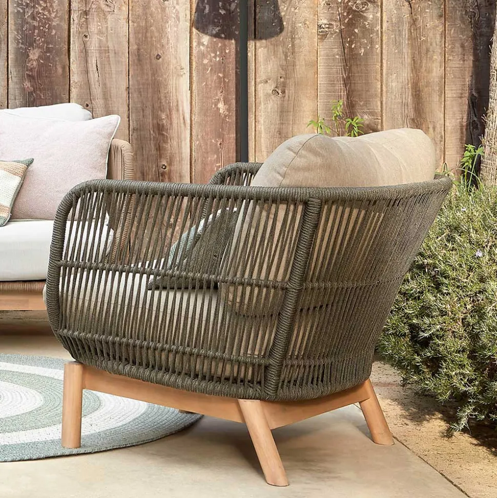 Geflecht Loungesessel in Dunkelgrün - Casimiro (2er Set)