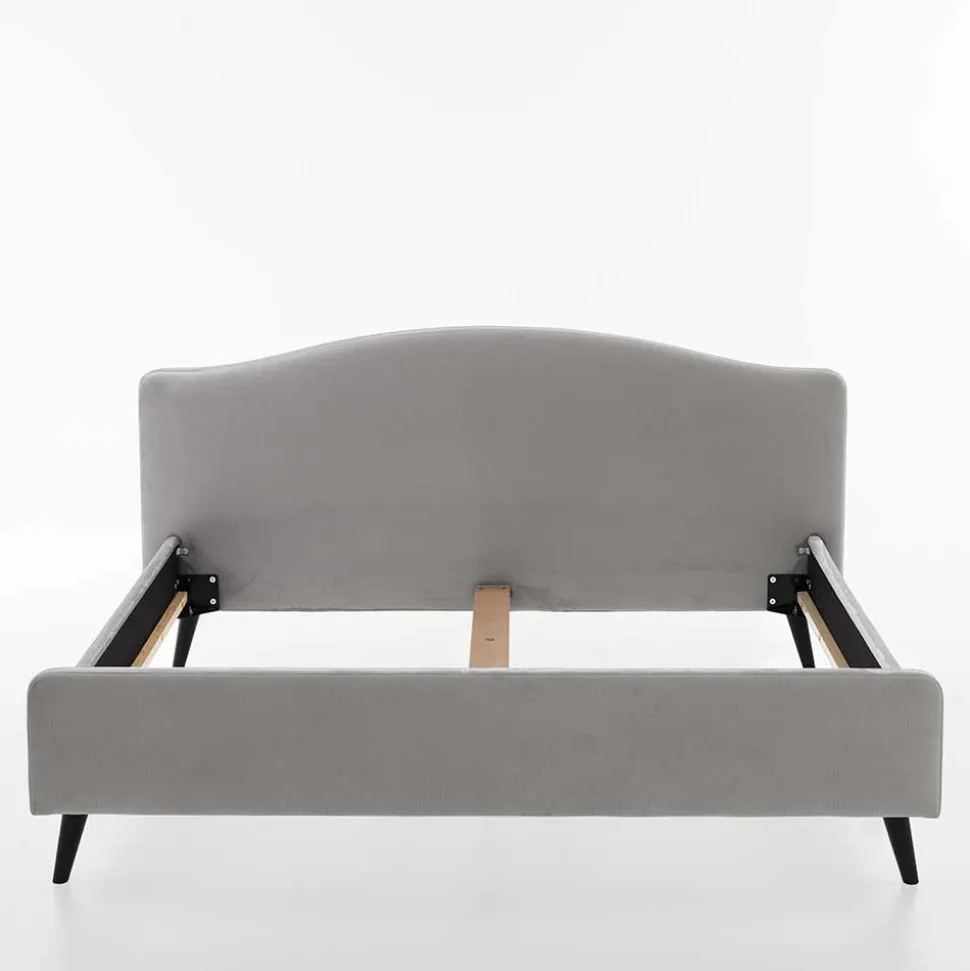 Gemütliches Velours Bett in Hellgrau - Colinax