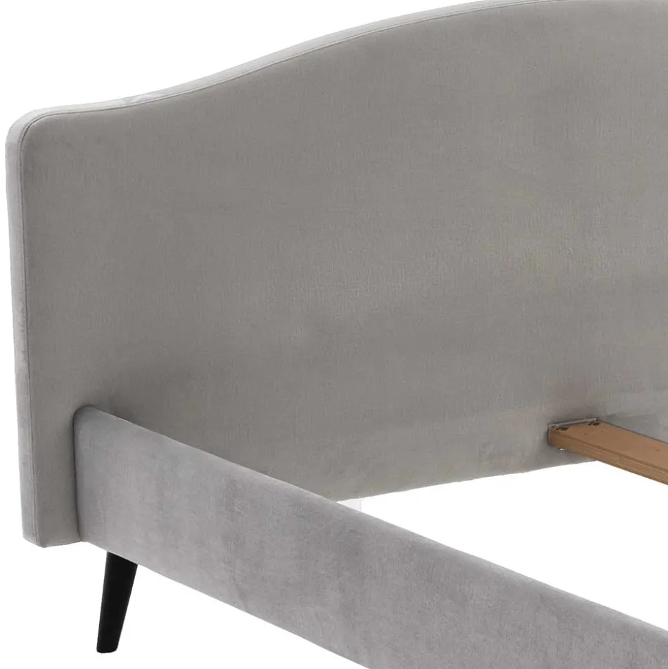 Gemütliches Velours Bett in Hellgrau - Colinax