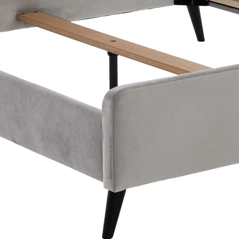 Gemütliches Velours Bett in Hellgrau - Colinax