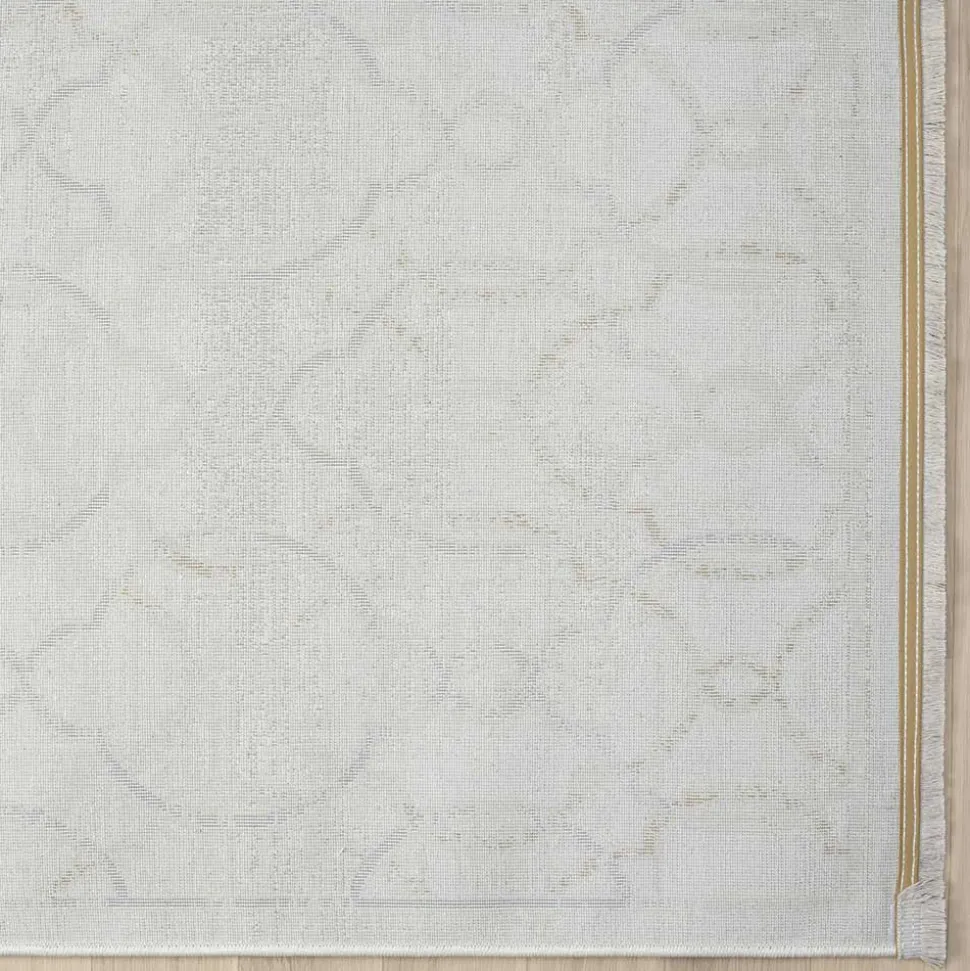 Gemusterter Kurzflor Teppich hell - Ladoria