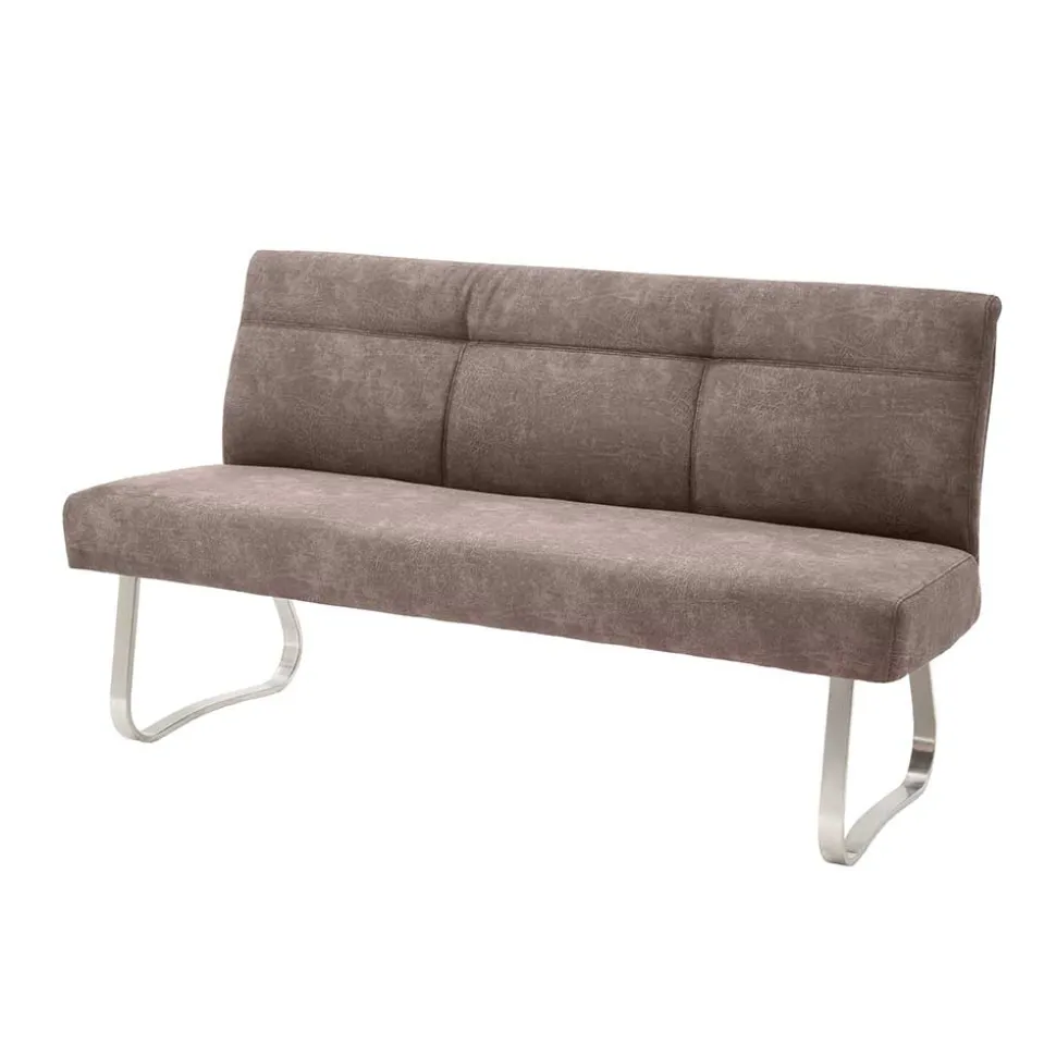 Gepolsterte Bank in Beige Microfaser - Anguro