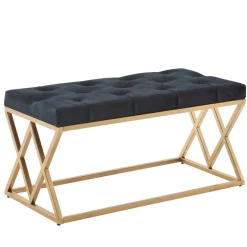 Gepolsterte Sitzbank in Schwarz Samt - Didesco