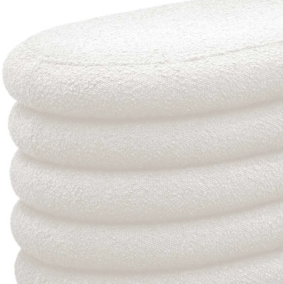 Gepolsterte Truhenbank aus Boucle in Weiß - Duben