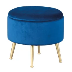 Gepolsterter Hocker in Blau & Gold - Chasmarin