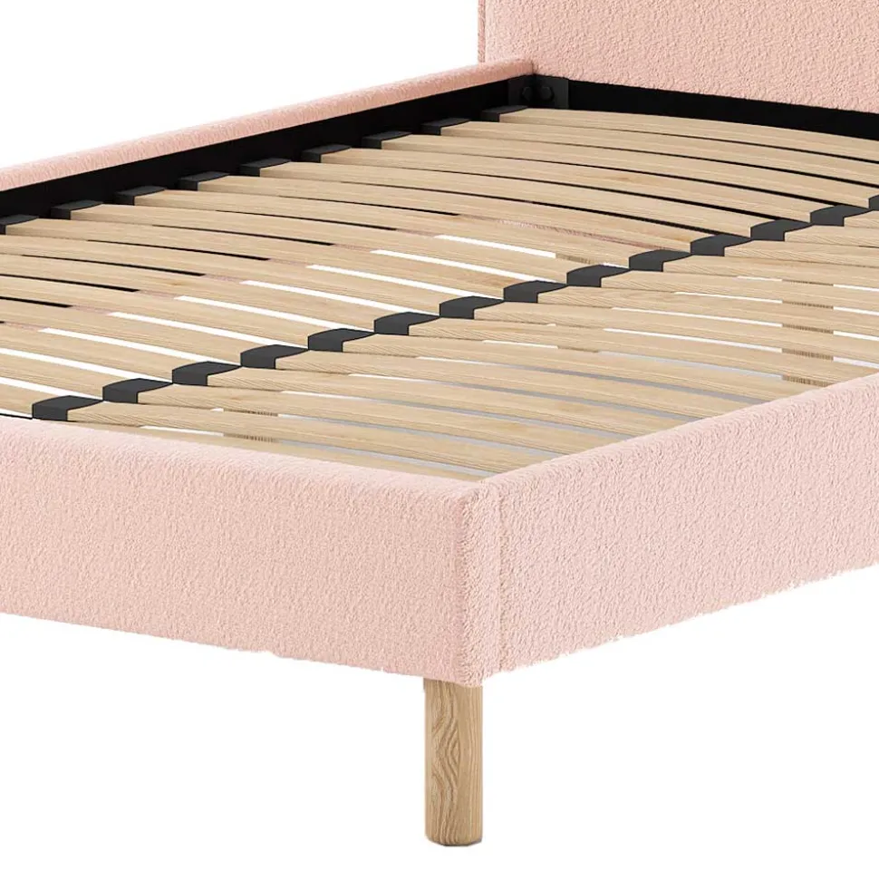 Gepolstertes Bett mit Boucle Bezug in Rosa - Skylab