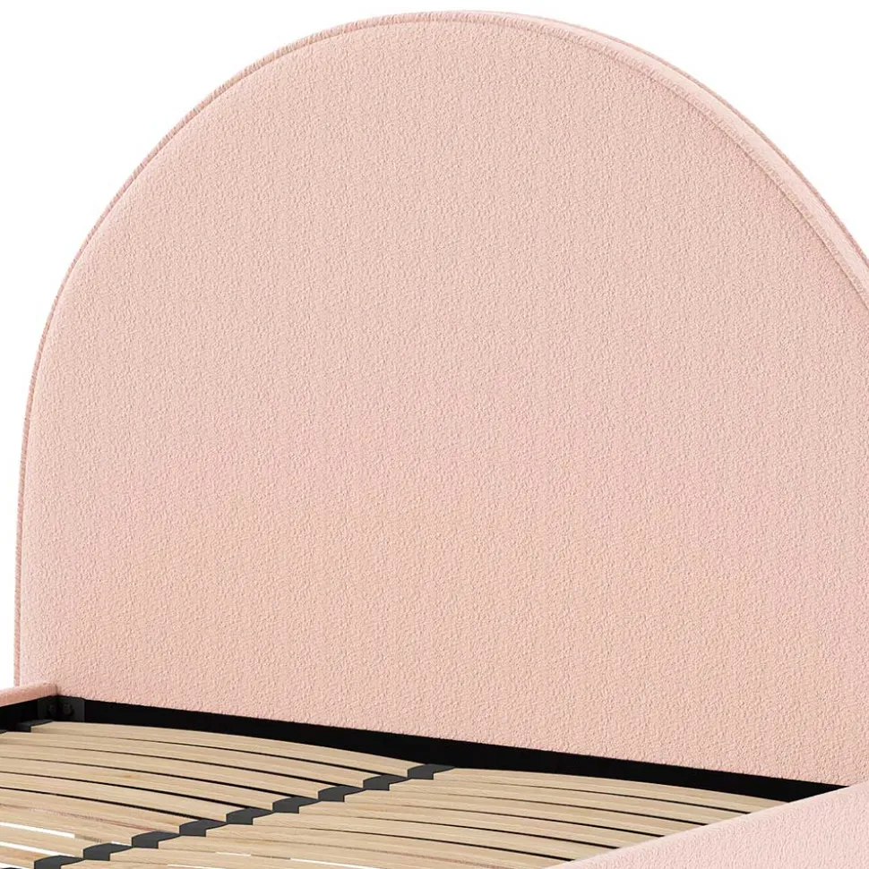 Gepolstertes Bett mit Boucle Bezug in Rosa - Skylab