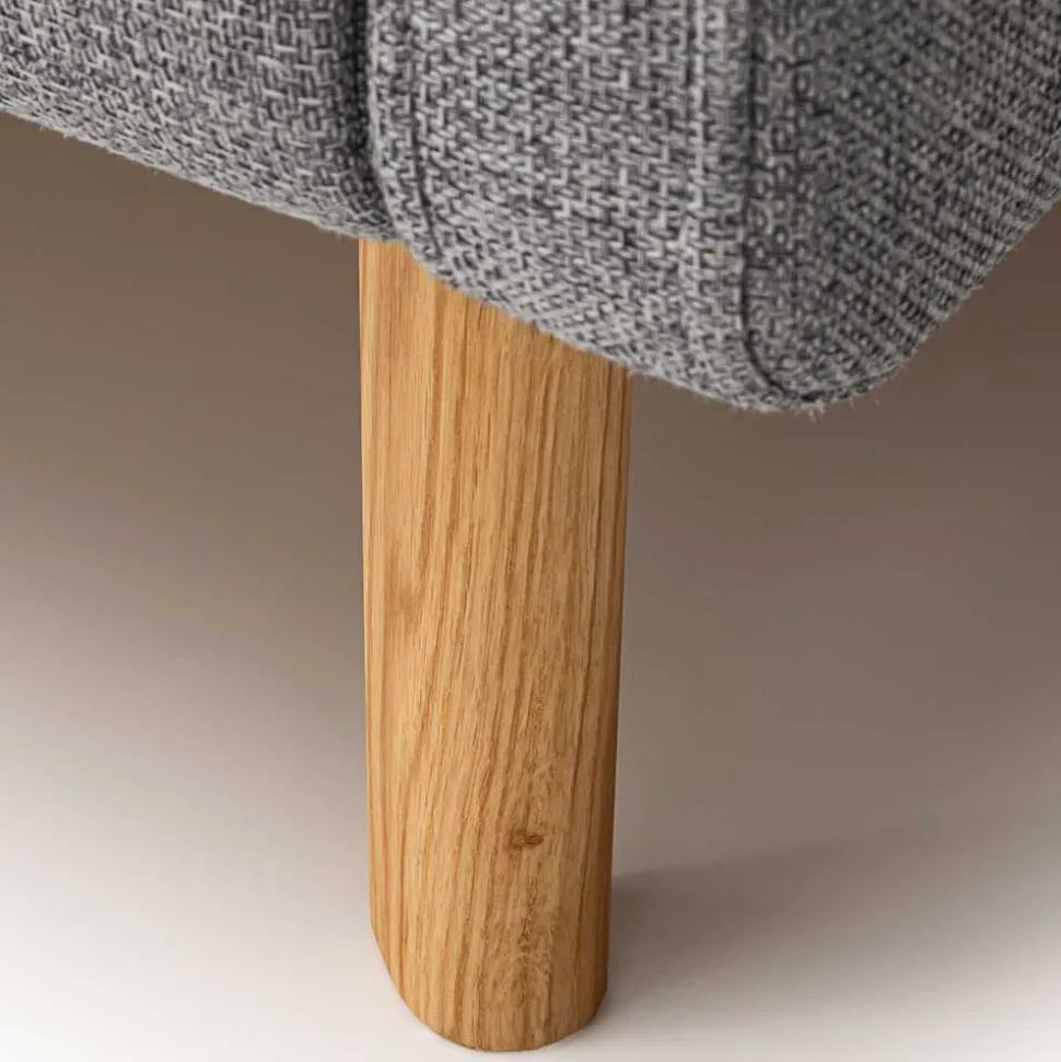 Gepolstertes Stauraumbett in Grau Stoff - Puni