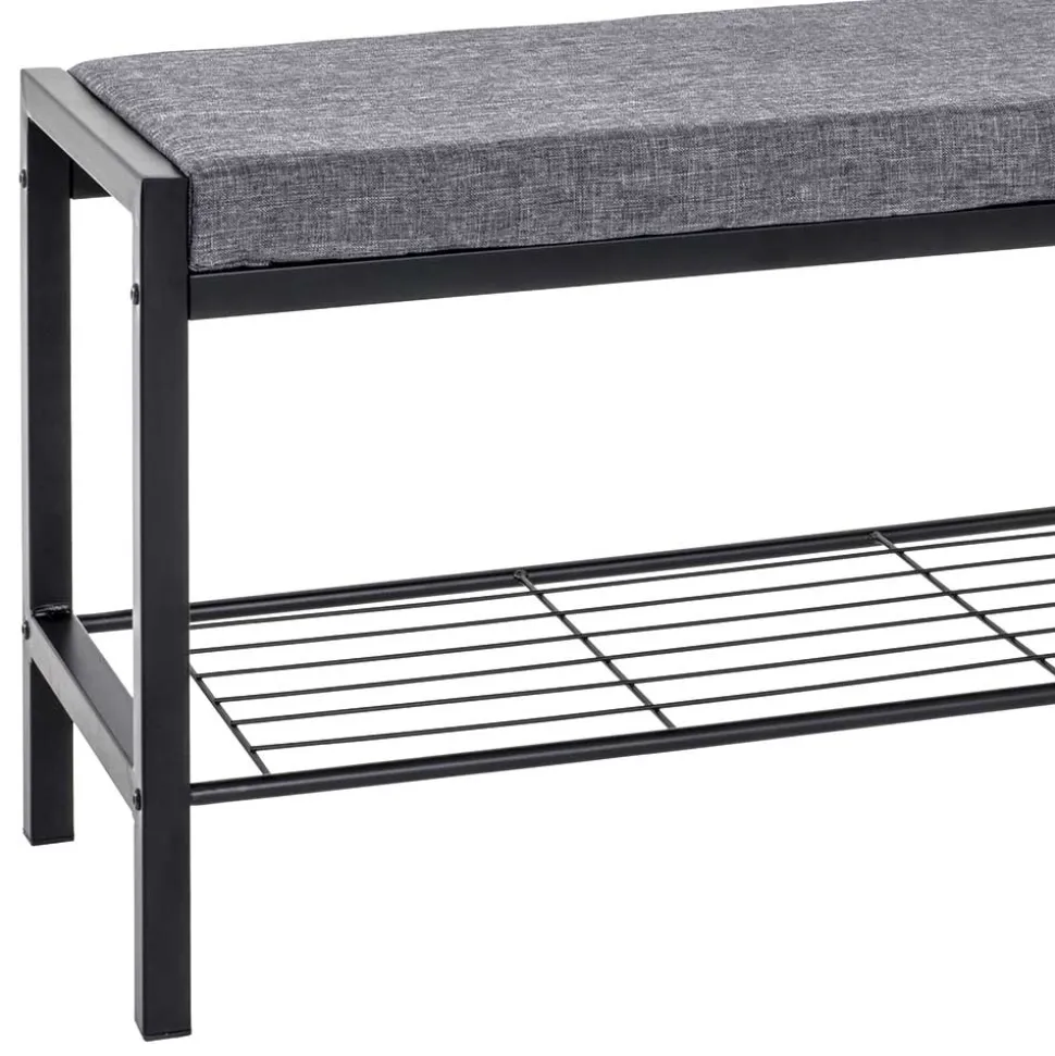 Geradlinige Metallbank gepolstert in Schwarz - Deliana