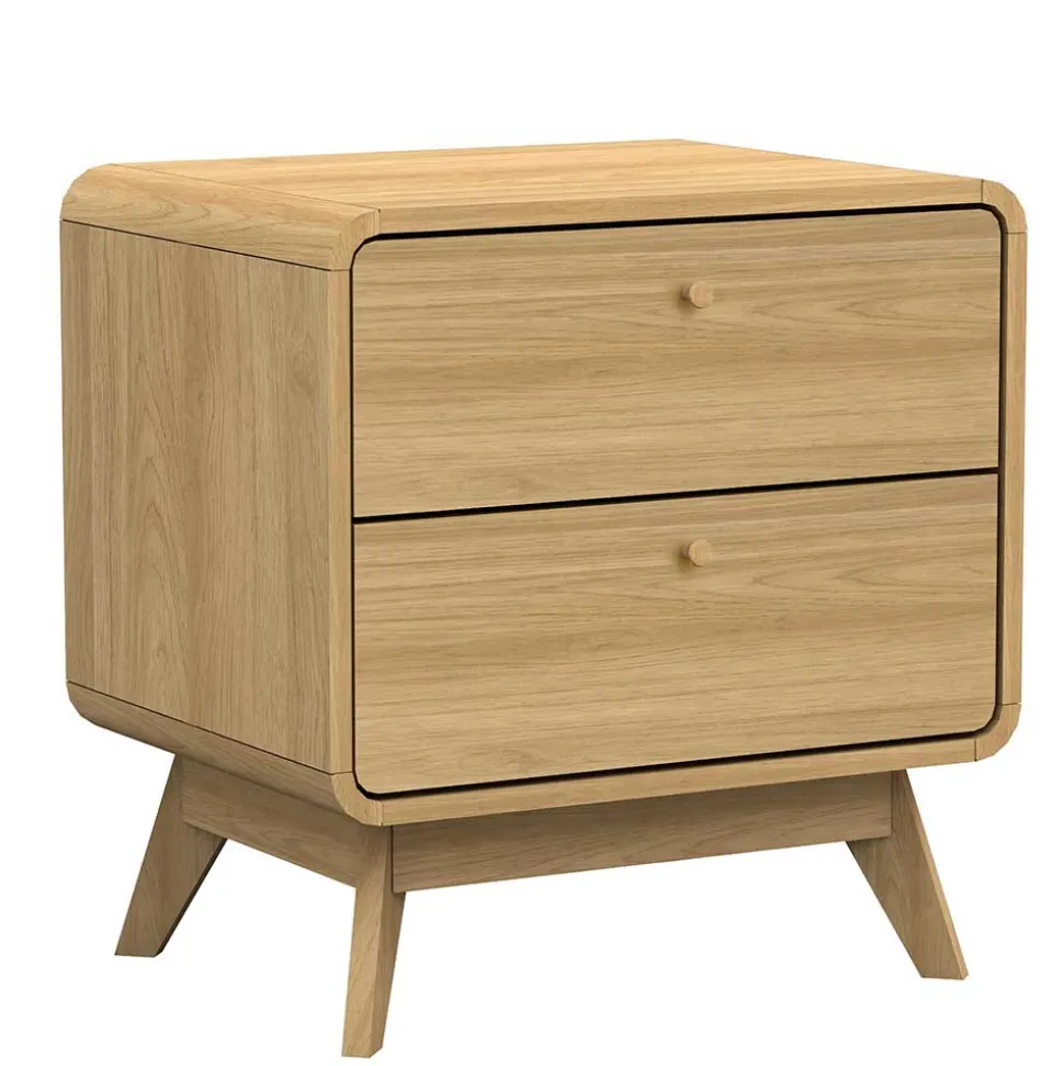 Gerundete Nachtkommode in Eiche Optik - Irons