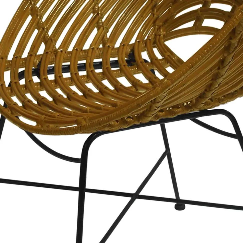 Gerundeter Designstuhl aus Rattan Geflecht Natur - Makan