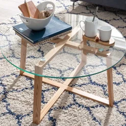 Glas Couchtisch in Rund 78x41x78 - Lavissa