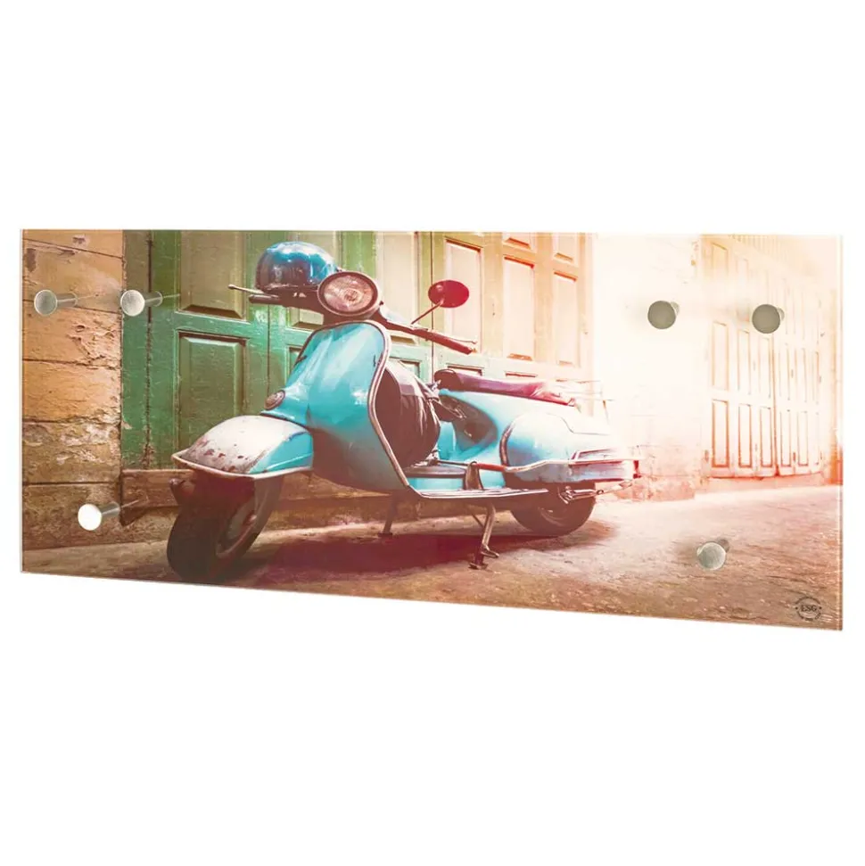 Glas Garderobe mit Motorroller Fotodruck - Fleppos