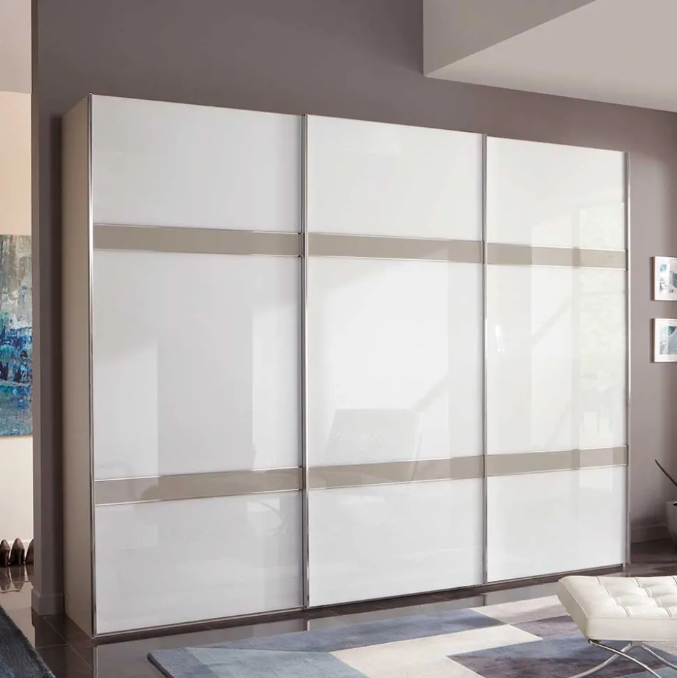 Glas Schwebetüren Schrank in Weiß & Grau - Pruducia