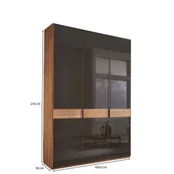 Glasfront-Schlafzimmerschrank in Dunkelbraun - Hung