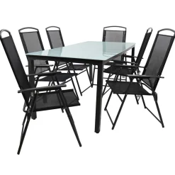 Glastisch & Klappstühle wetterfest - Cretania (siebenteilig)