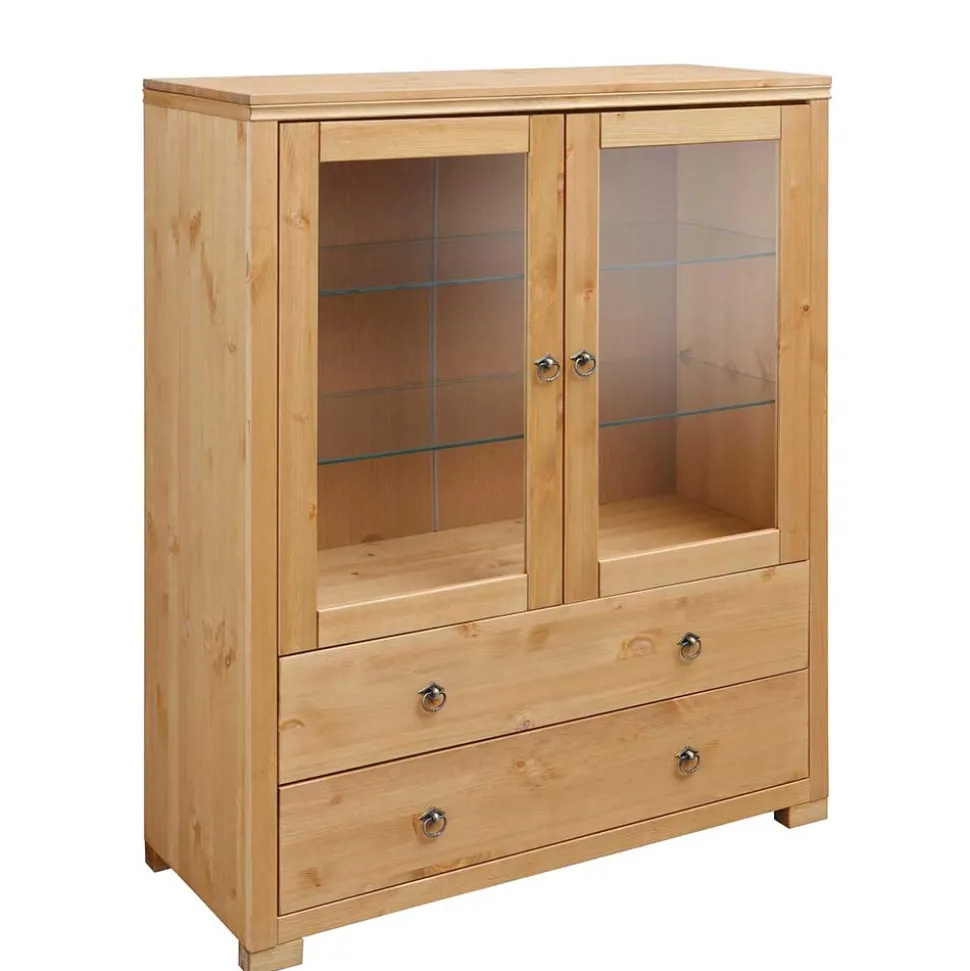Glastüren Highboard in Natur geölt - Vinidad