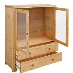 Glastüren Highboard in Natur geölt - Vinidad