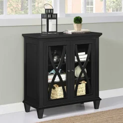 Glasvitrine Kommode in Schwarz - Loregrema