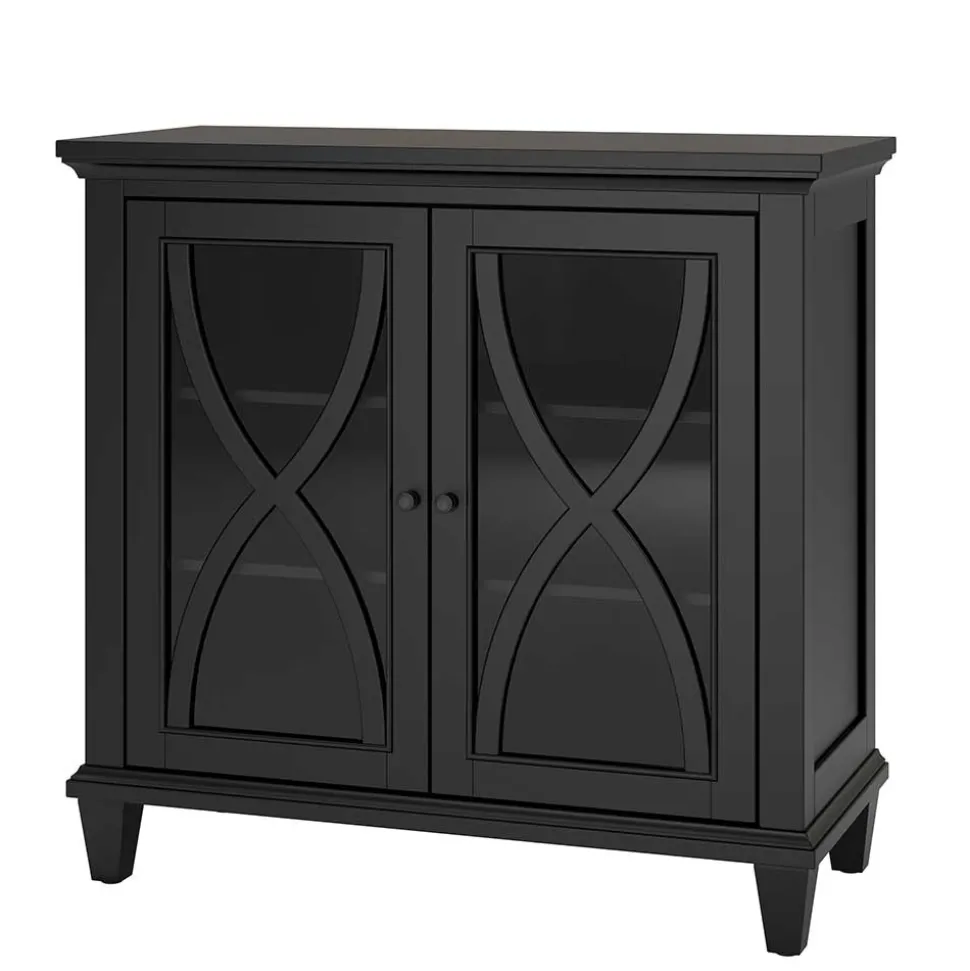 Glasvitrine Kommode in Schwarz - Loregrema