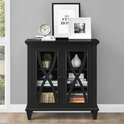 Glasvitrine Kommode in Schwarz - Loregrema