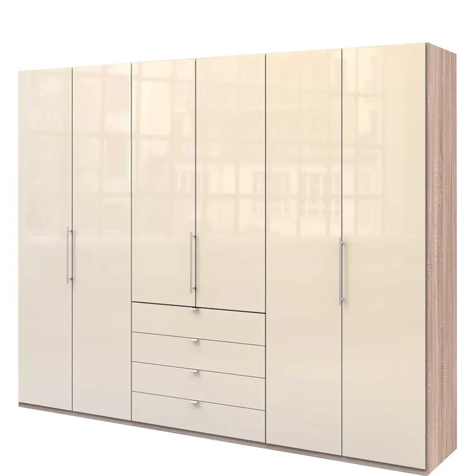 Gleittüren Kleiderschrank in Creme Glasfront - Rativian