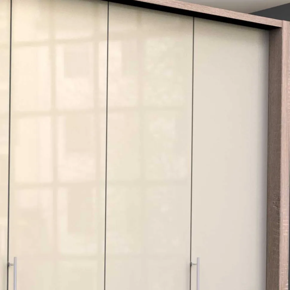 Gleittüren Kleiderschrank in Creme Glasfront - Rativian