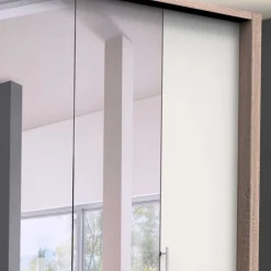Gleittüren-Kleiderschrank in Weiß mit Spiegel - Vaclyn