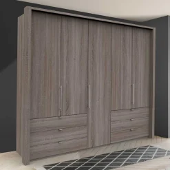 Gleittüren-Kleiderschrank in Holz-Optik - Crenba