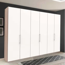 Gleittürenschrank in Weiß & Eiche sägerau - Vaclyn