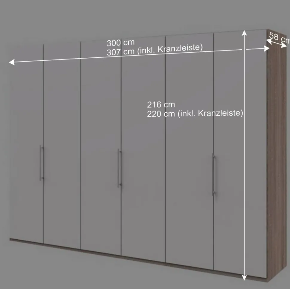 Gleittürenschrank in Weiß & Eiche sägerau - Vaclyn