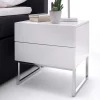 Günstige Design Nachtkommode in Weiß Merin mit Chrom