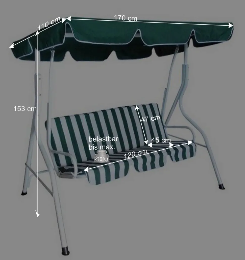 Günstige Hollywoodschaukel Kwesina in Grün & Weiß