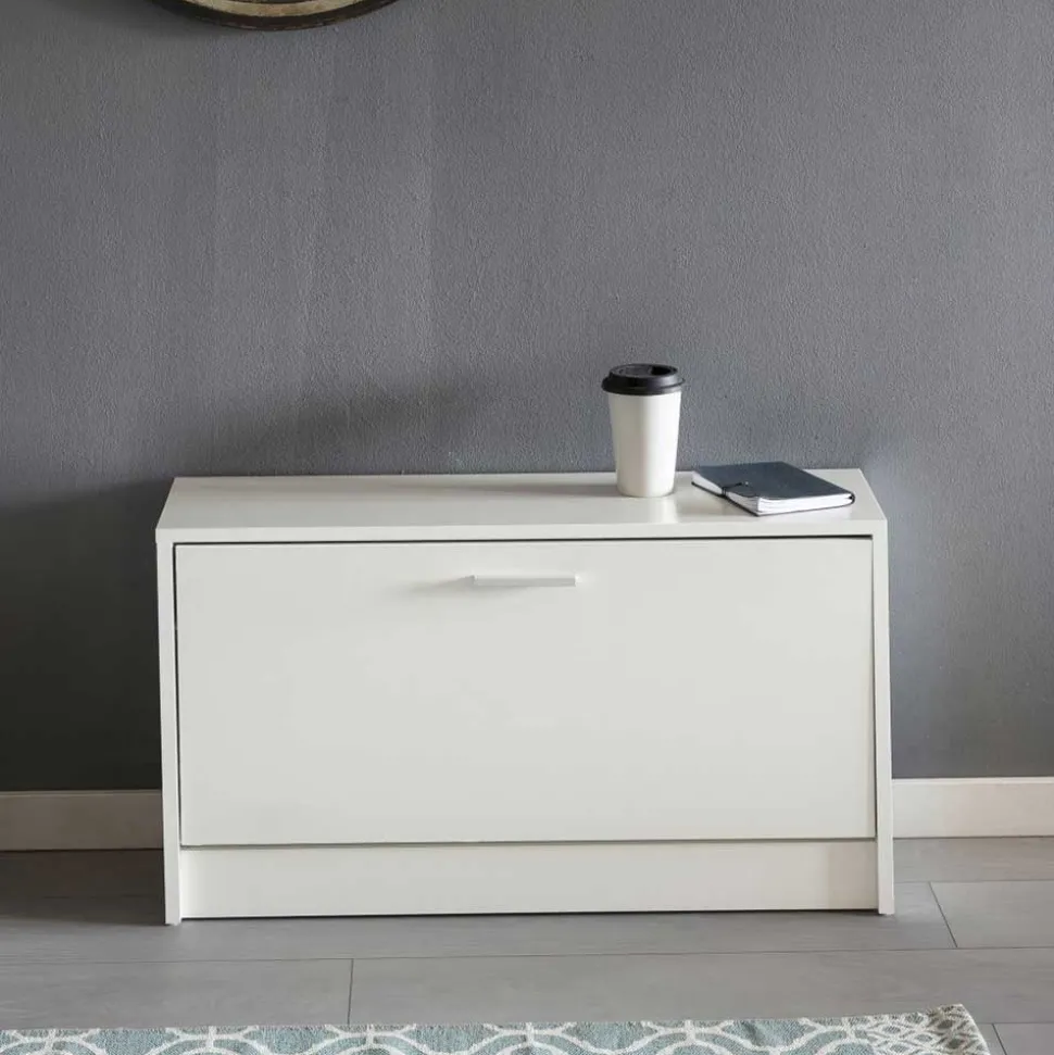 Günstige Schuhbank in Weiß mit Klappe Same 80 cm breit